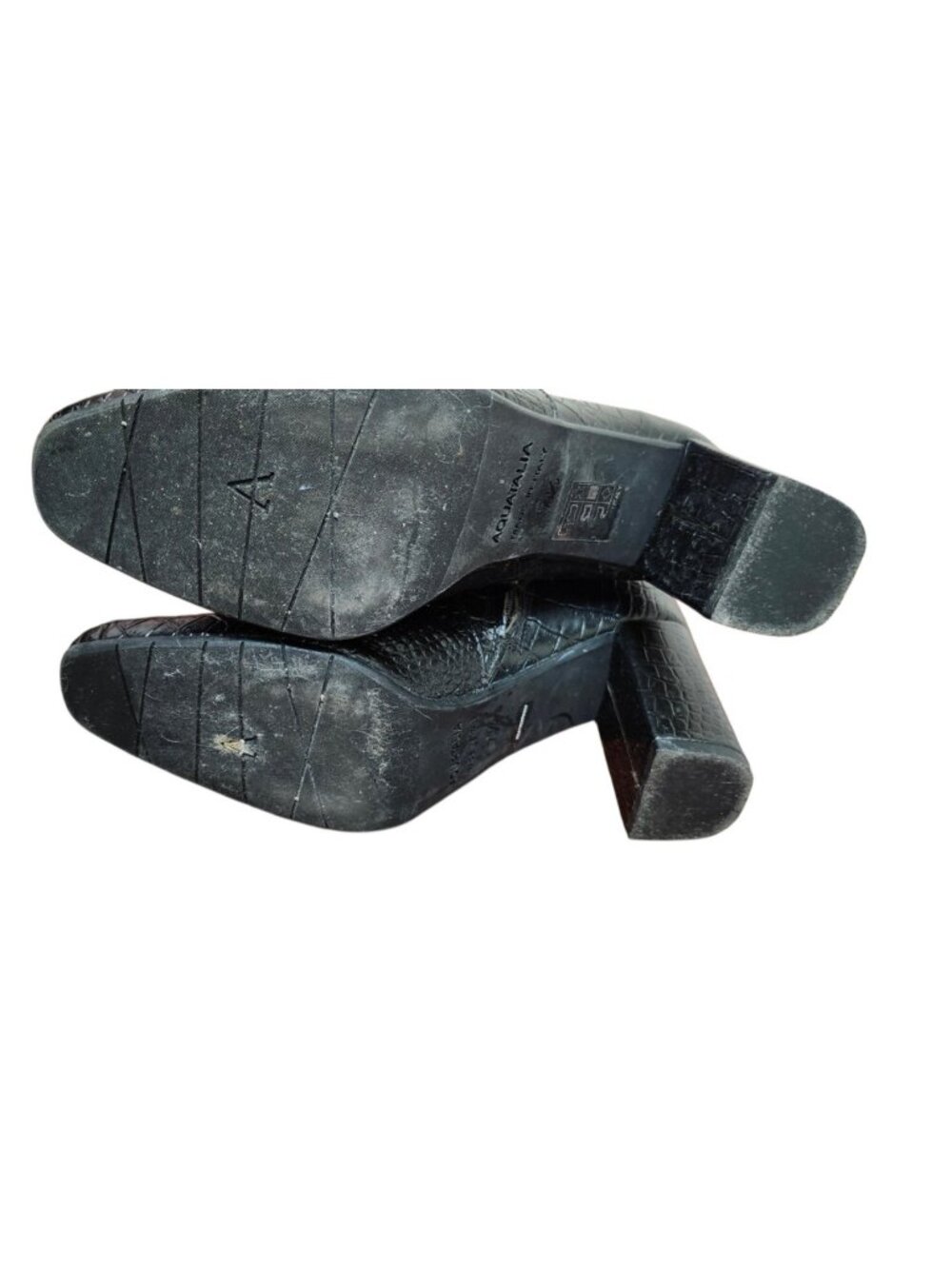 Aquatalia Black Croc Embossed Leather Ankle Boots Women's 7.5 Italy Waterproof - Picture 12 of 15